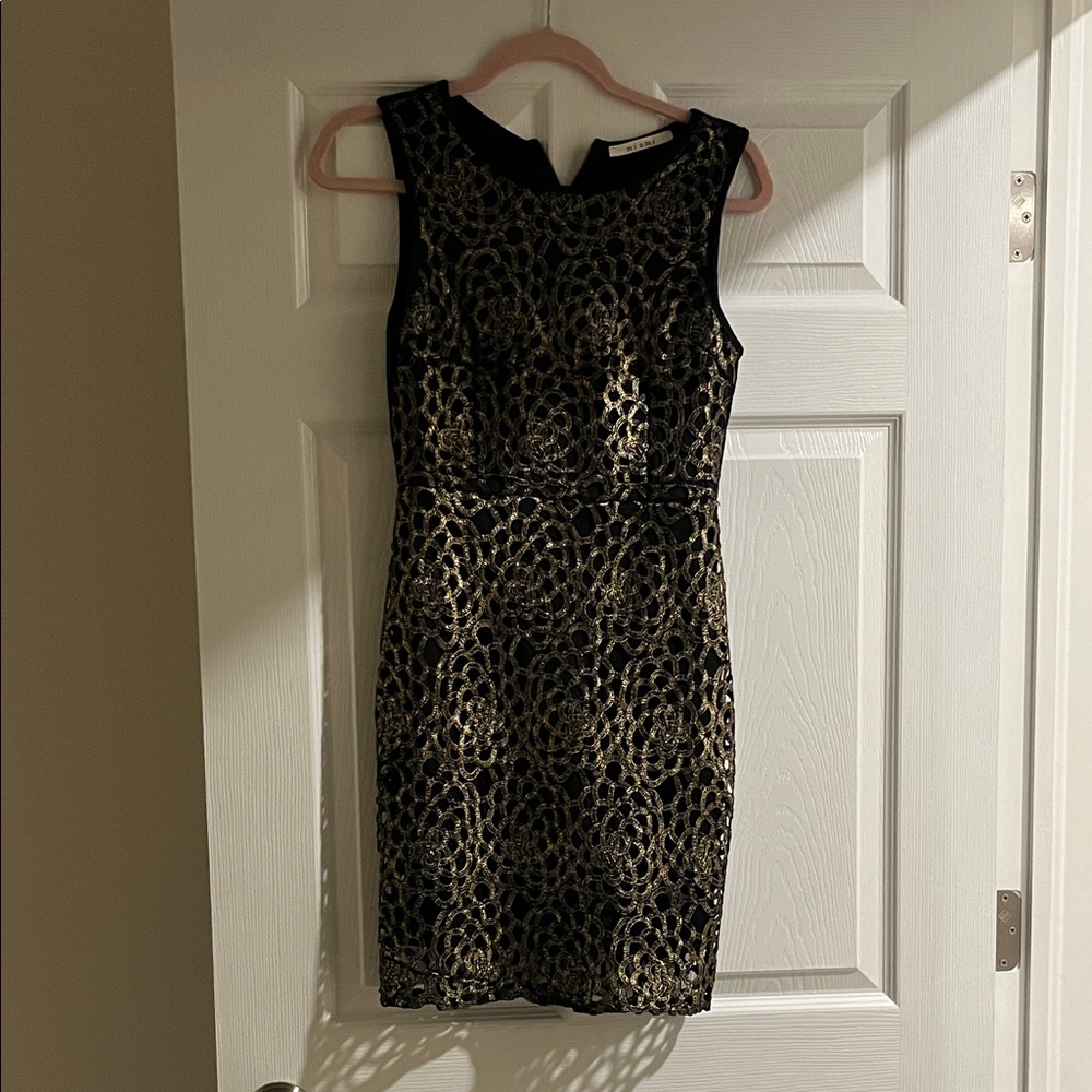 Miami Black and Gold Mini Dress
